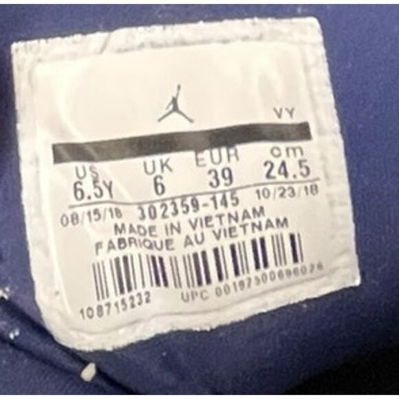 Nike Air Jordan Retro 9 'Pearl Blue' UNC GS 302359-145 Sz 6.5Y - Picture 6 of 6